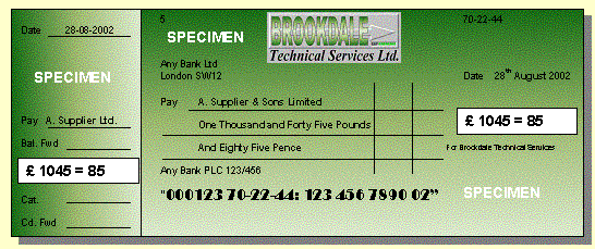 Cheque Print Example