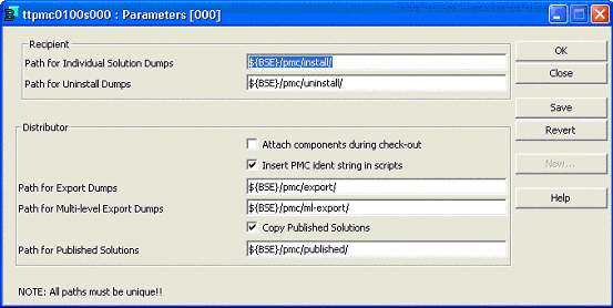 PMC parameter set-up example